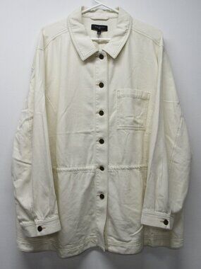 NWT Talbots Plus Cinched Waist Shirt Jacket Cotton Tencel sz 3X Ivory Utility